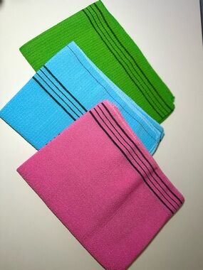 Set of 3 Colorful Striped Kitchen Cloths - Pink, Blue, Green